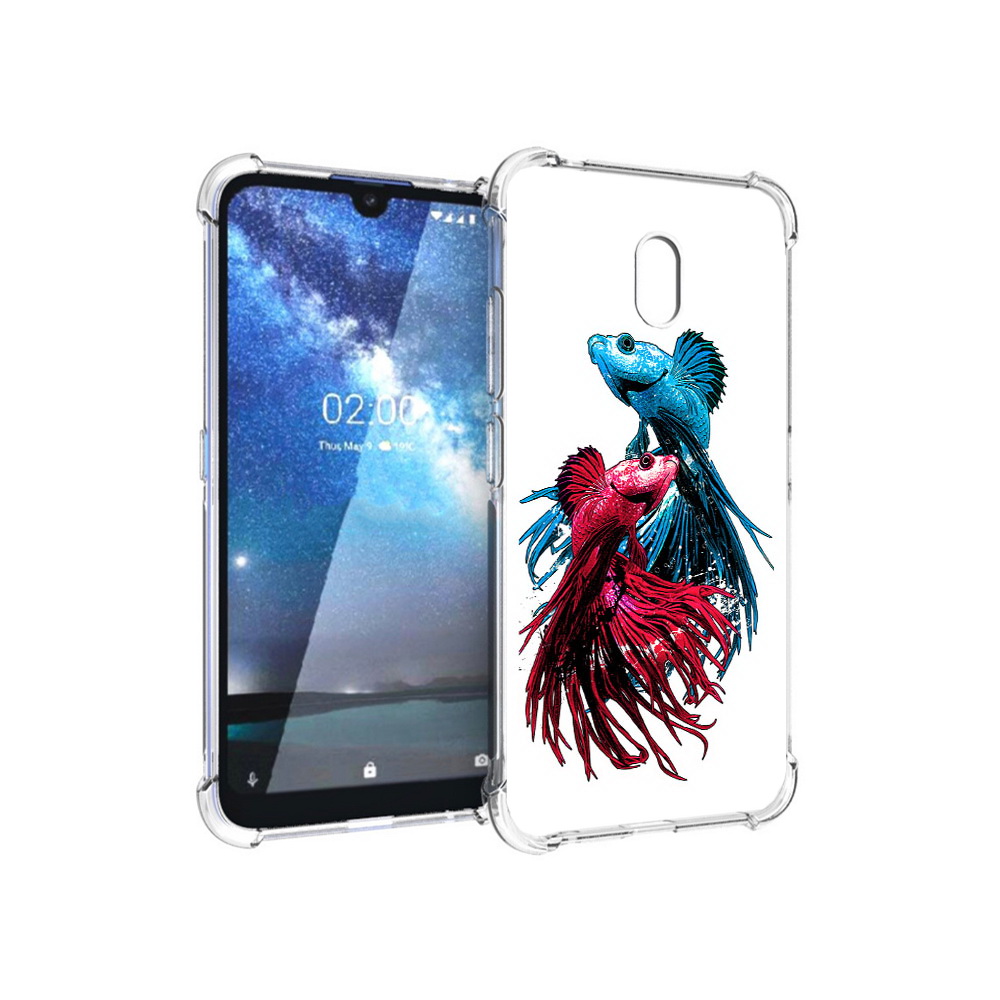 

Чехол MyPads Tocco для Nokia 2.2 рыбы петушки (PT134721.103.592), Прозрачный, Tocco