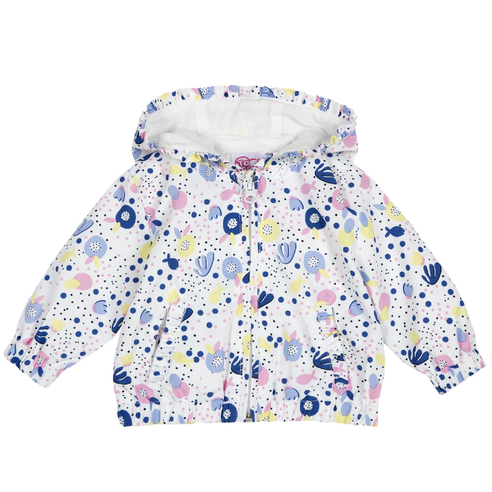 фото Куртка для девочек chicco кляксы, цвет белый, размер 98
