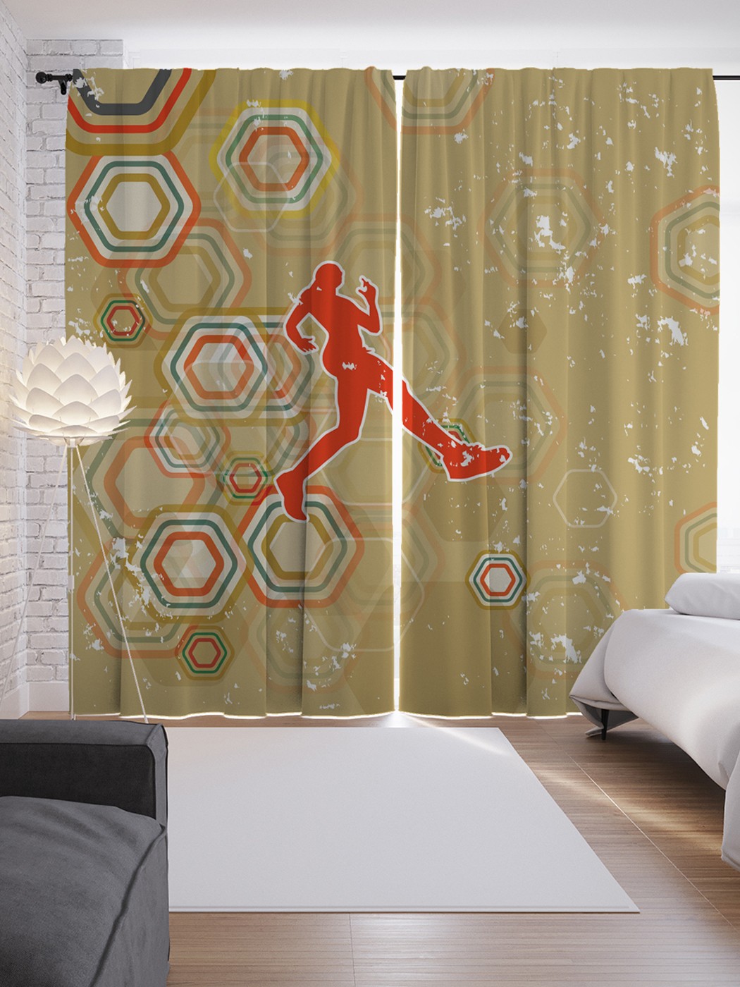 фото Шторы с фотопечатью "спортивный смысл" из сатена, 290х265 см joyarty