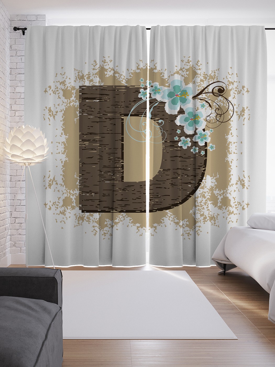 фото Шторы с фотопечатью "цветочная d" из сатена, 290х265 см joyarty