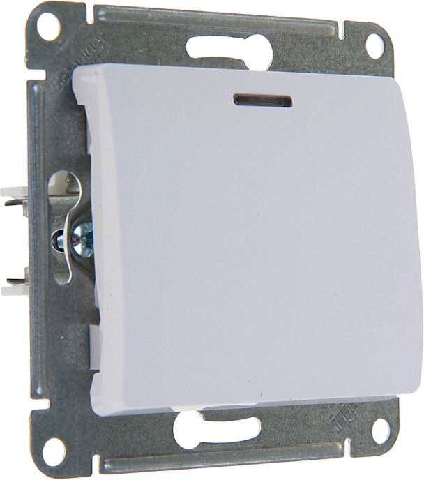 Выключатель Schneider Electric Glossa GSL000113 1-клавишный, СП, 10А, с подсветкой, белый