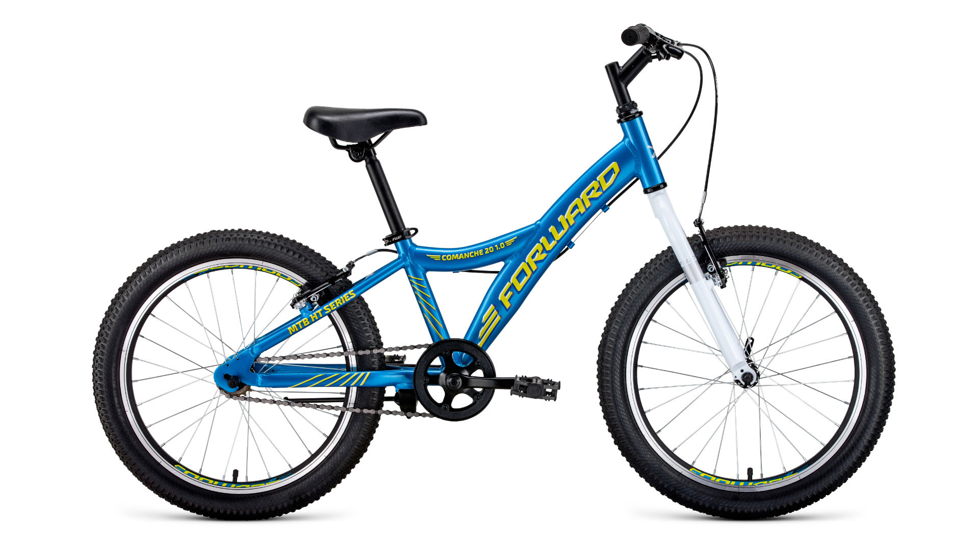 фото Велосипед forward comanche 20 1.0 2020 10.5" yellow/light blue
