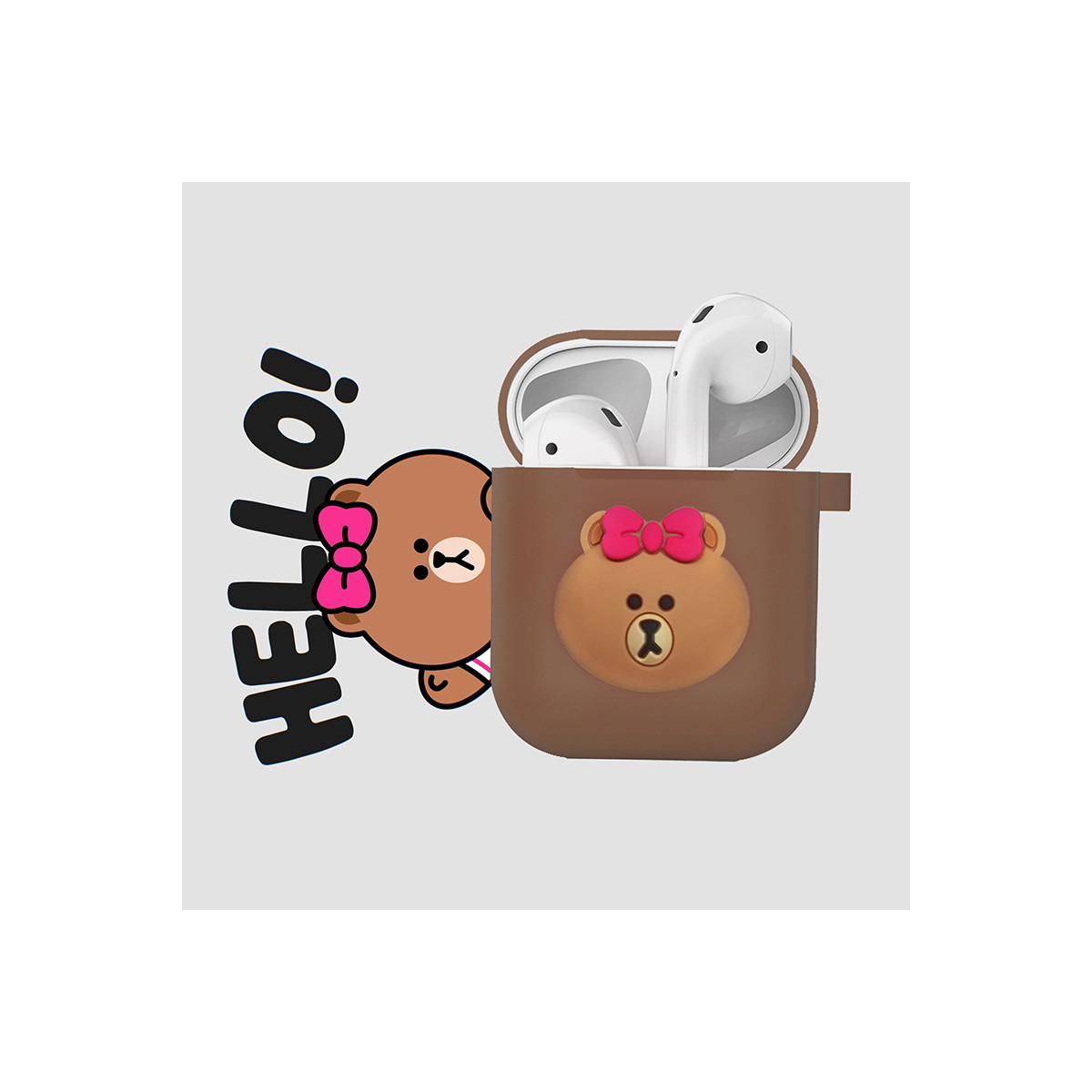 фото Чехол line friends для apple airpods brown