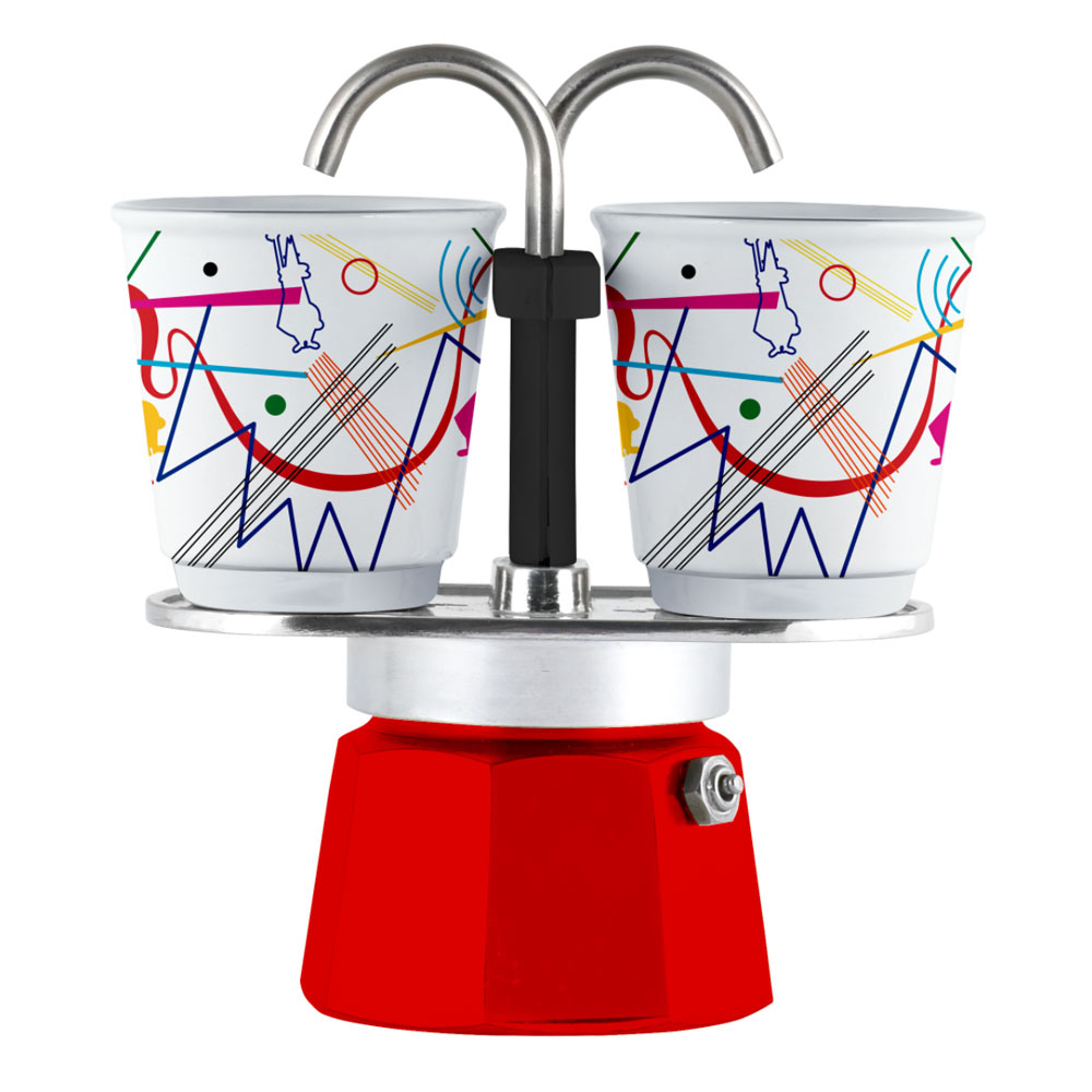Гейзерная кофеварка Bialetti Мини Экспресс KANDINSKY на 2 порции + 2 чашки