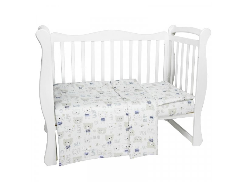 

Комплект в кроватку AmaroBaby BABY BOOM Мишка в тельняшке, сатин, 3 предмета
