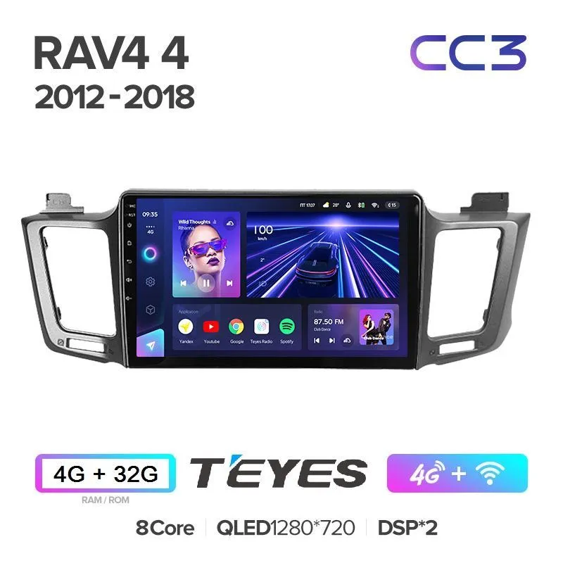 Автомагнитола Teyes CC3 4/32Гб Toyota RAV4 XA40 5 XA50 2012 - 2018 ANDROID 10