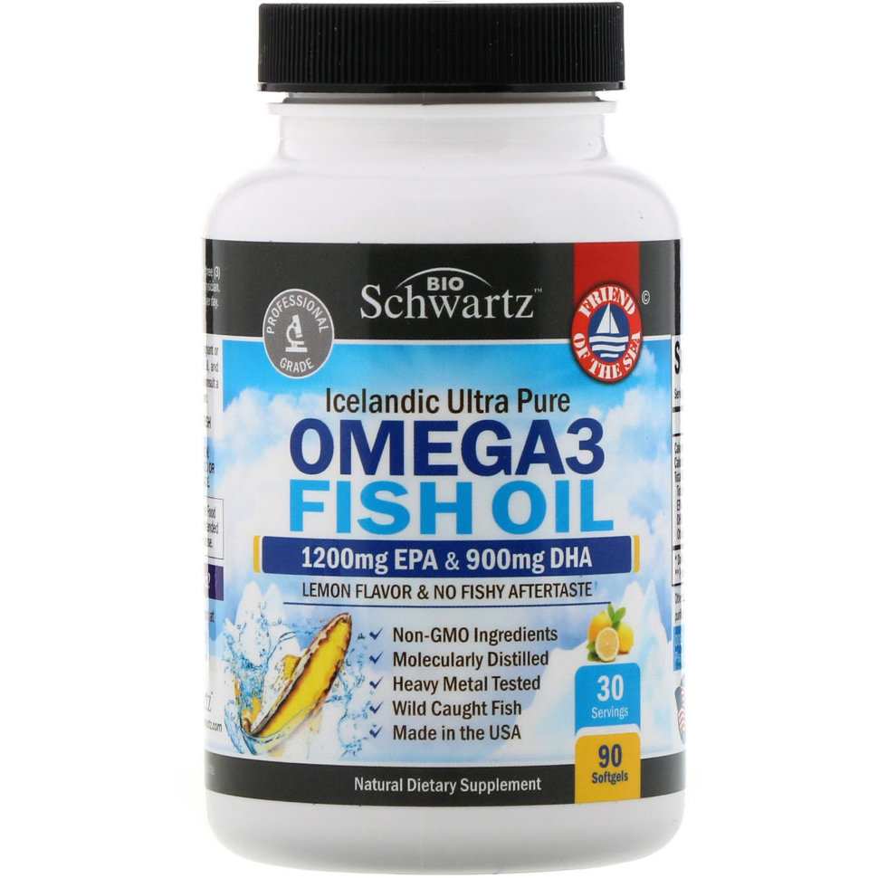Купить Омега-3 рыбий жир BioSchwartz Omega 3 Fish Oil 75% со вкусом лимона капсулы 90 шт.