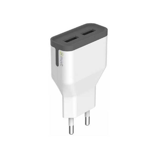фото Сетевое зарядное устройство muvit mupak0289, 2 usb, 2 a, (mupak0289) white