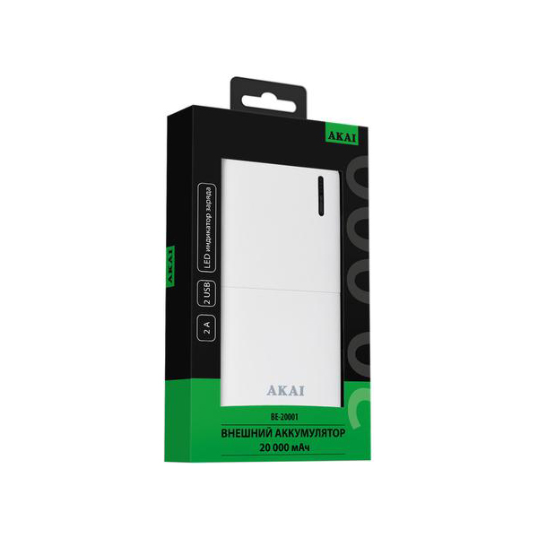 фото Внешний аккумулятор akai be-20001 20000mah white