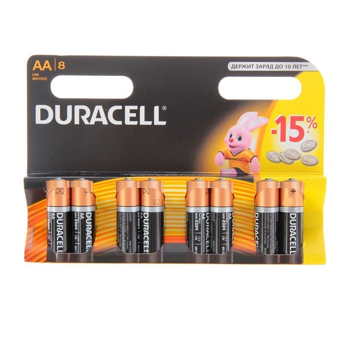 

Батарейка Duracell LR6-8BL Basic, LR6-8BL Basic AA(LR6) 8шт (C0037387)