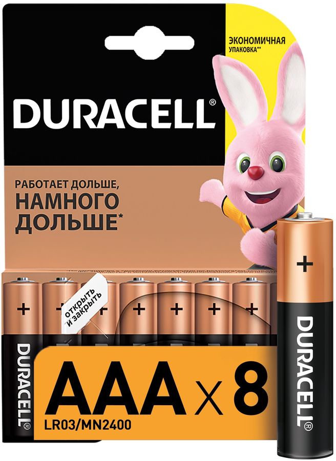 фото Батарейка duracell lr03-8bl basic