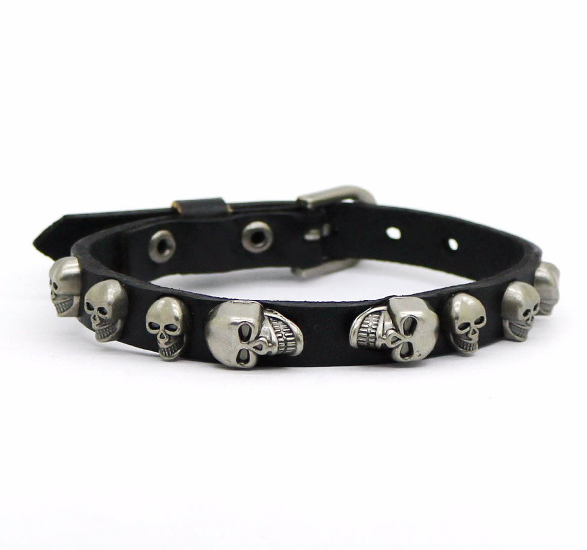 

Браслет кожаный Gothic Skull 53499-01 черный, 53499-01