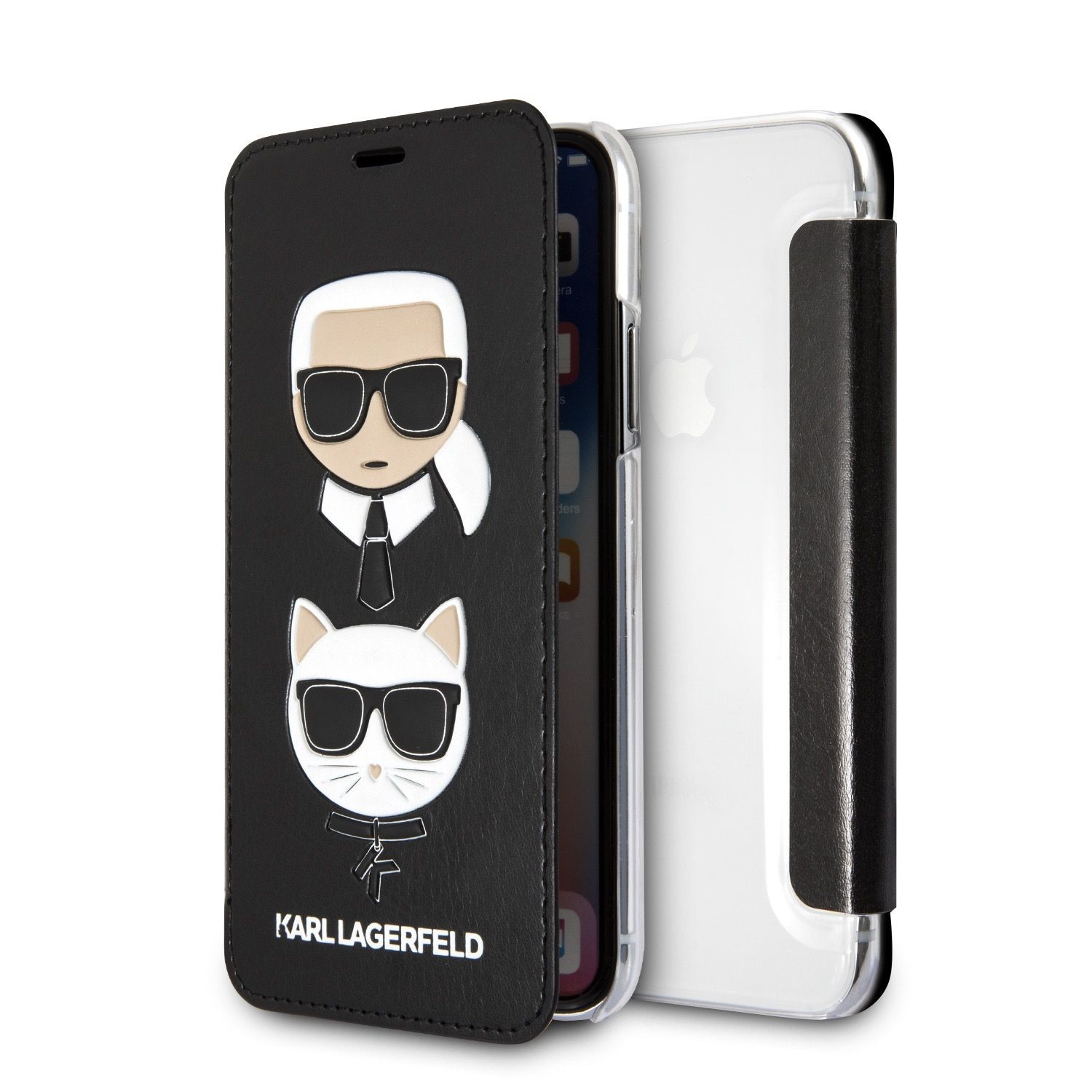 фото Чехол karl lagerfeld pu leather booktype (klflbkpxkickc) для iphone x/xs (black)