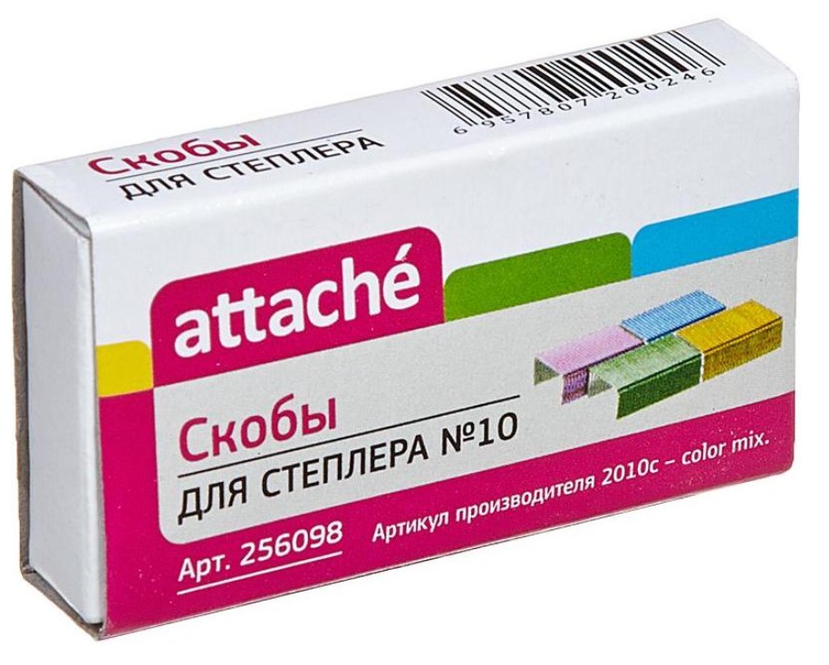 

Скобы для степлера "Attache", №10, цветные