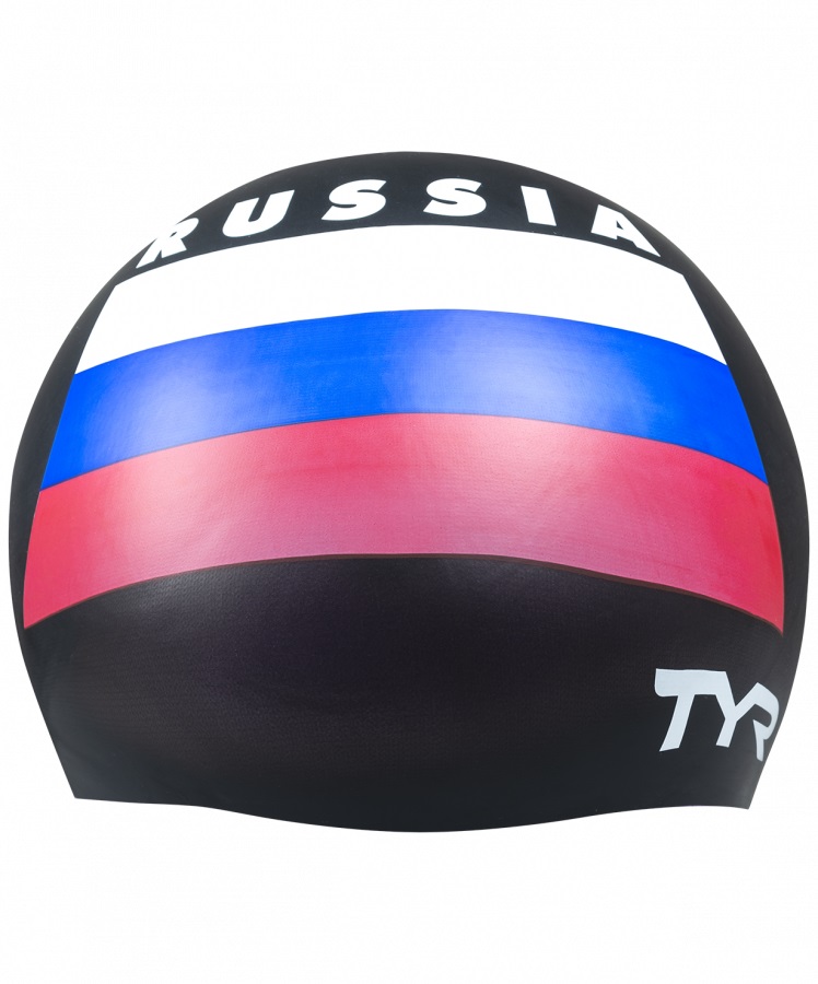 фото Шапочка для плавания tyr russia silicone swim cap черная