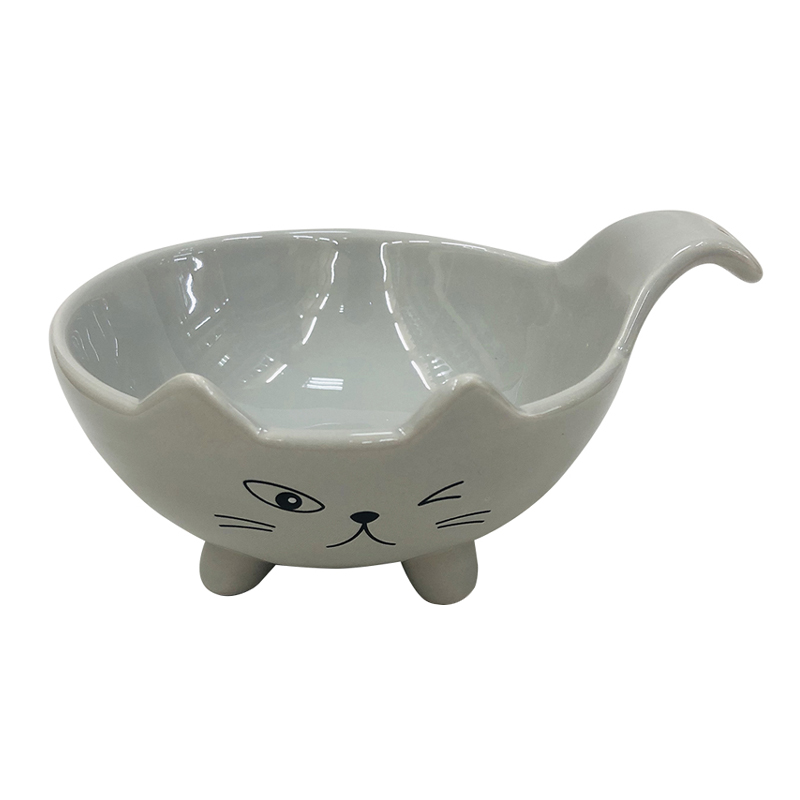 фото Одинарная миска для кошек и собак foxie cat bowl, керамика, белый, 0.22 л