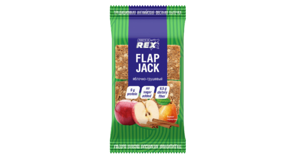 фото Печенье овсяное proteinrex flapjack "яблоко-груша" (коробка, 12 штук по 60 гр)