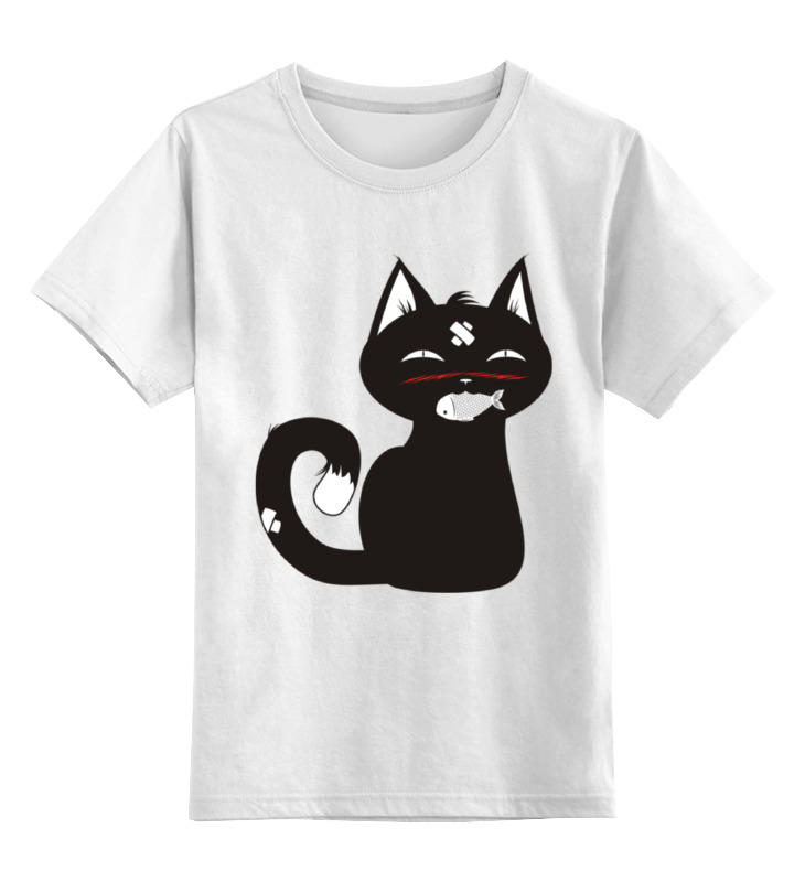 фото Детская футболка printio котенок-охотник цв.белый р.152