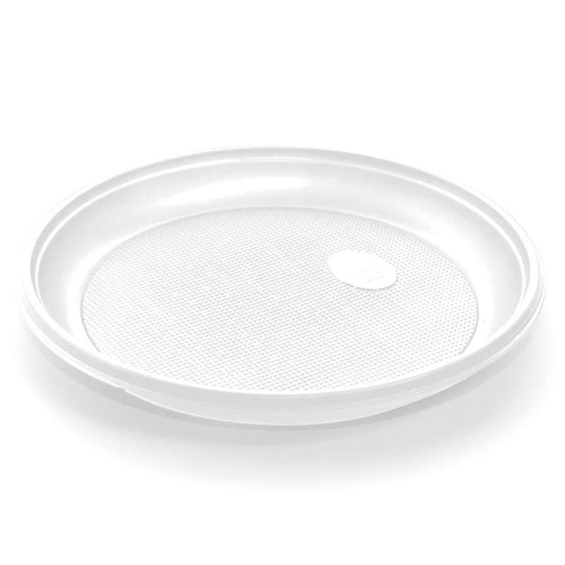 Тарелка одноразовая пластиковая белая 165 мм 100 штук в упаковке