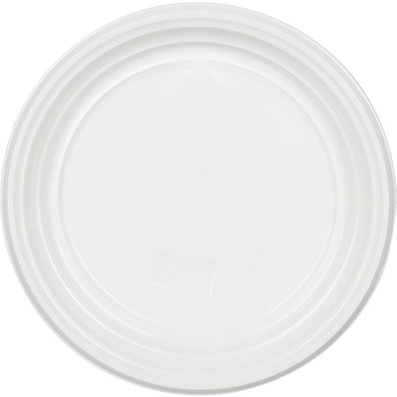 Тарелка одноразовая пластиковая Стандарт 205 мм белая (100 штук в упаковке)