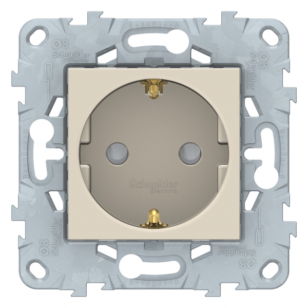 фото Розетка se unica new беж с/з со шторками, с быстрозажимными клеммами 16а, 250в schneider electric