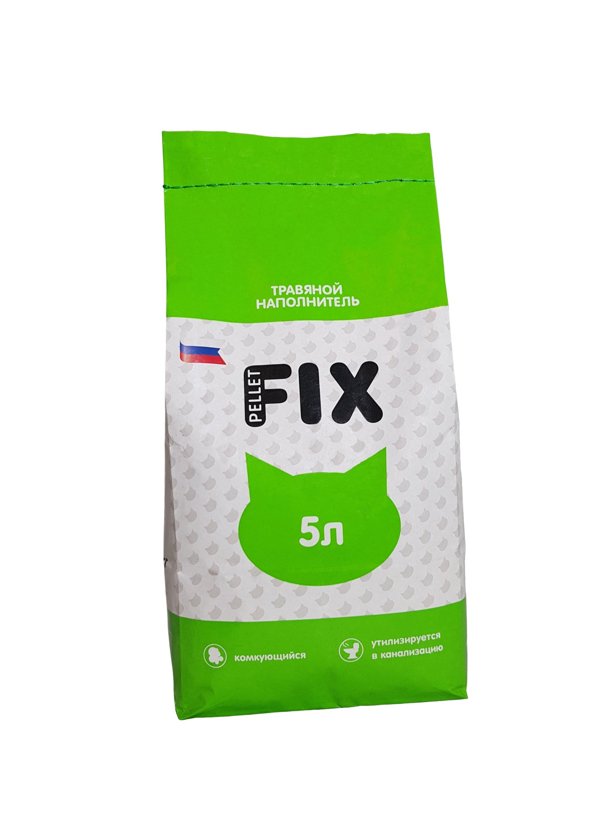 фото Комкующийся наполнитель для кошек fix pellet травяной, 3 кг, 5 л