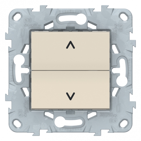 фото Выключатель se unica new беж для жалюзи, 2-клавишный, кнопочный, 2 х сх. 4 schneider electric