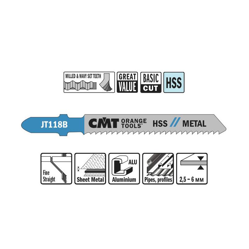 

Пилки для лобзика CMT JT118B-5, CMT JT118B-5