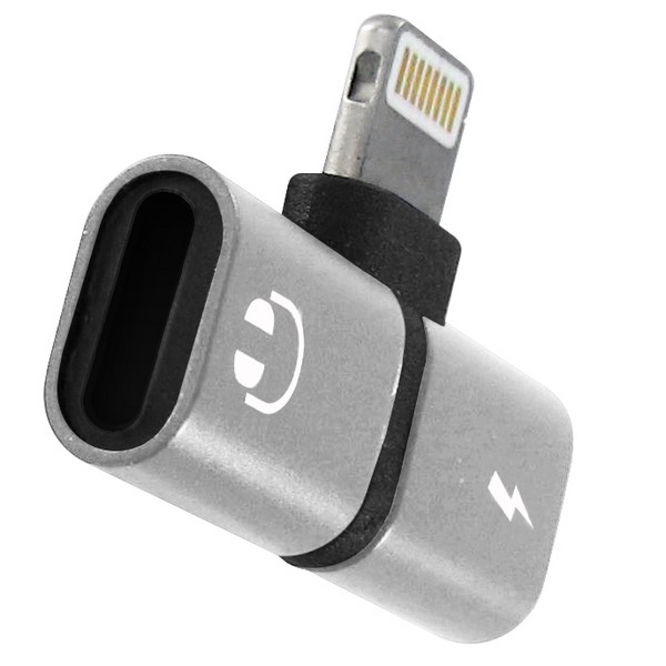 

Переходник Krutoff Lightning - Lightning Charging+Lightning EarPods (silver)