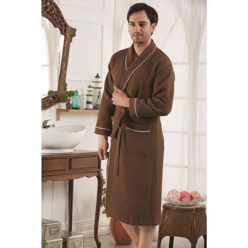 Мужской банный халат KARNA, ALERON, XL, коричневый