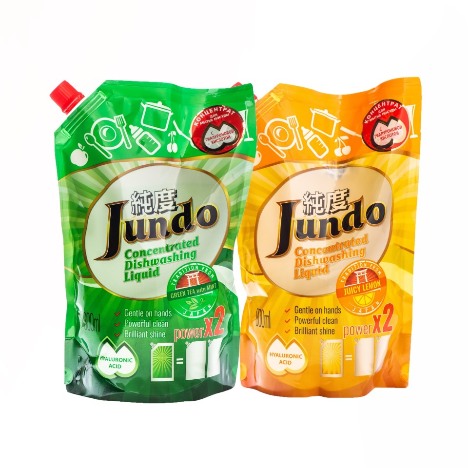 фото Гель для мытья посуды jundo juicy lemon и green tea концентрированный 2 шт 800 мл