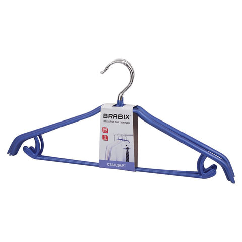 фото Набор вешалок для верхней одежды brabix, 42,5 см, 46-48, синий