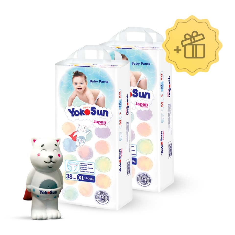 фото Подгузники-трусики yokosun xl (12-20 кг), 2х38шт + игрушка для ванной котик йоко в подарок