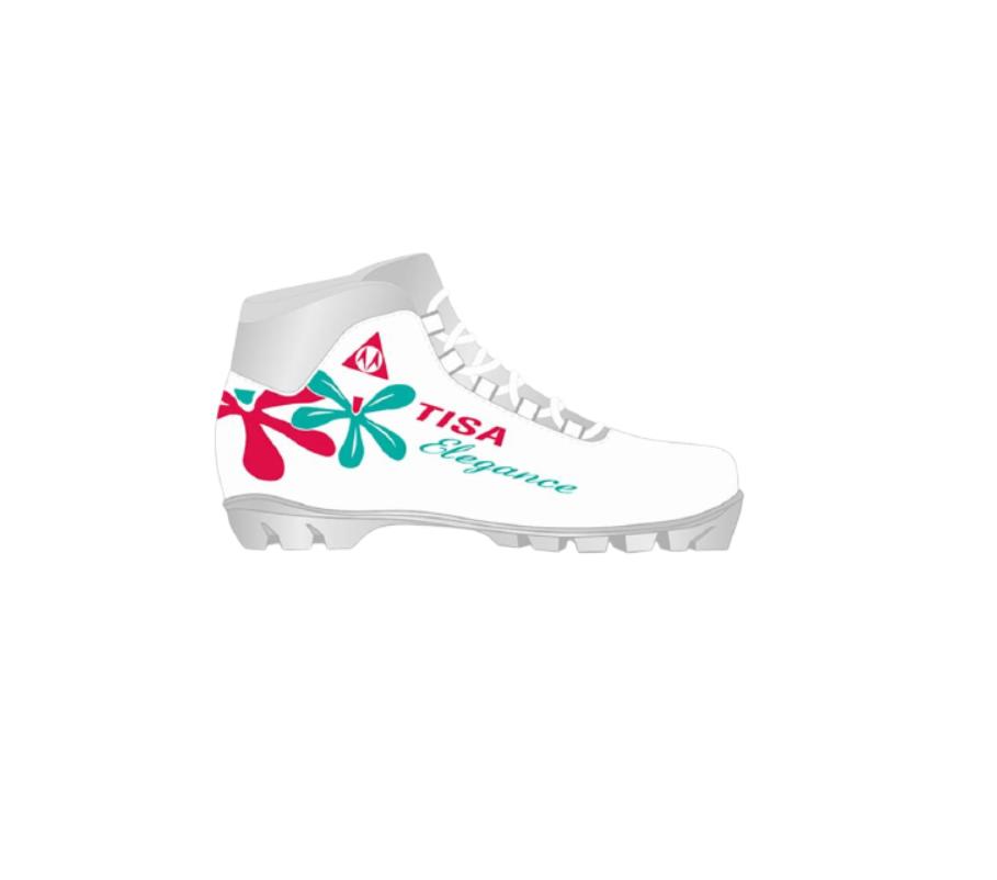 Ботинки для беговых лыж Tisa Sport Lady S80519 NNN 2021, белые/красные/зеленые, 35