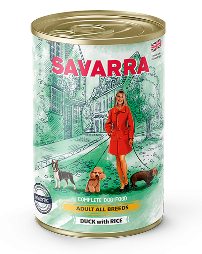 

Консервы для собак SAVARRA Adult Dog Утка и рис 395г, Adult