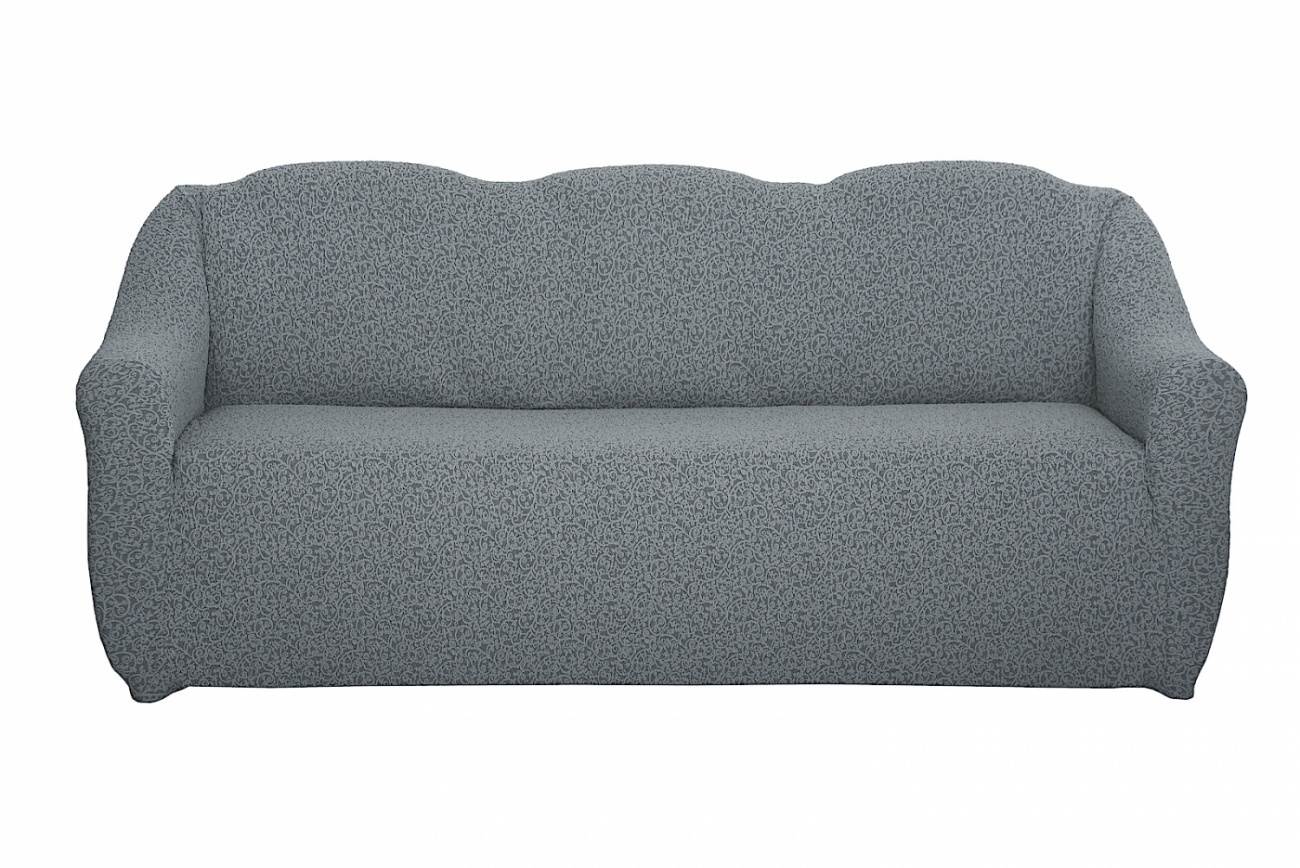 фото Чехол на трехместный диван с оборкой venera "жаккард", цвет серый