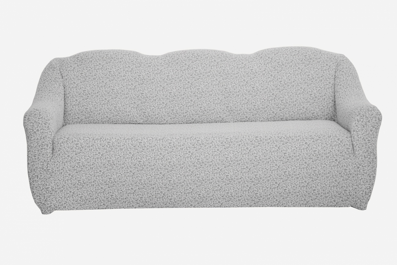 фото Чехол на трехместный диван без оборки venera "жаккард", цвет светло-серый