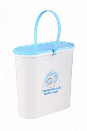фото Ёмкость для стирального порошка с крышкой, 6 литров (бело-голубой) альтернатива