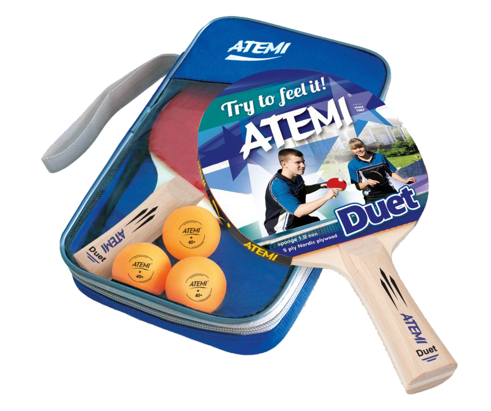 Набор для настольного тенниса Atemi Duet, 2 ракетки, 3 мяча, чехол