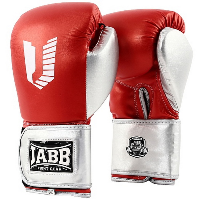 фото Боксерские перчатки jabb ring красные/серебристые 8 унций