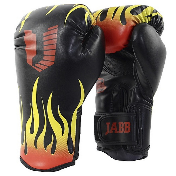 Боксерские перчатки Jabb Asia 77 Fire черные, 12 унций