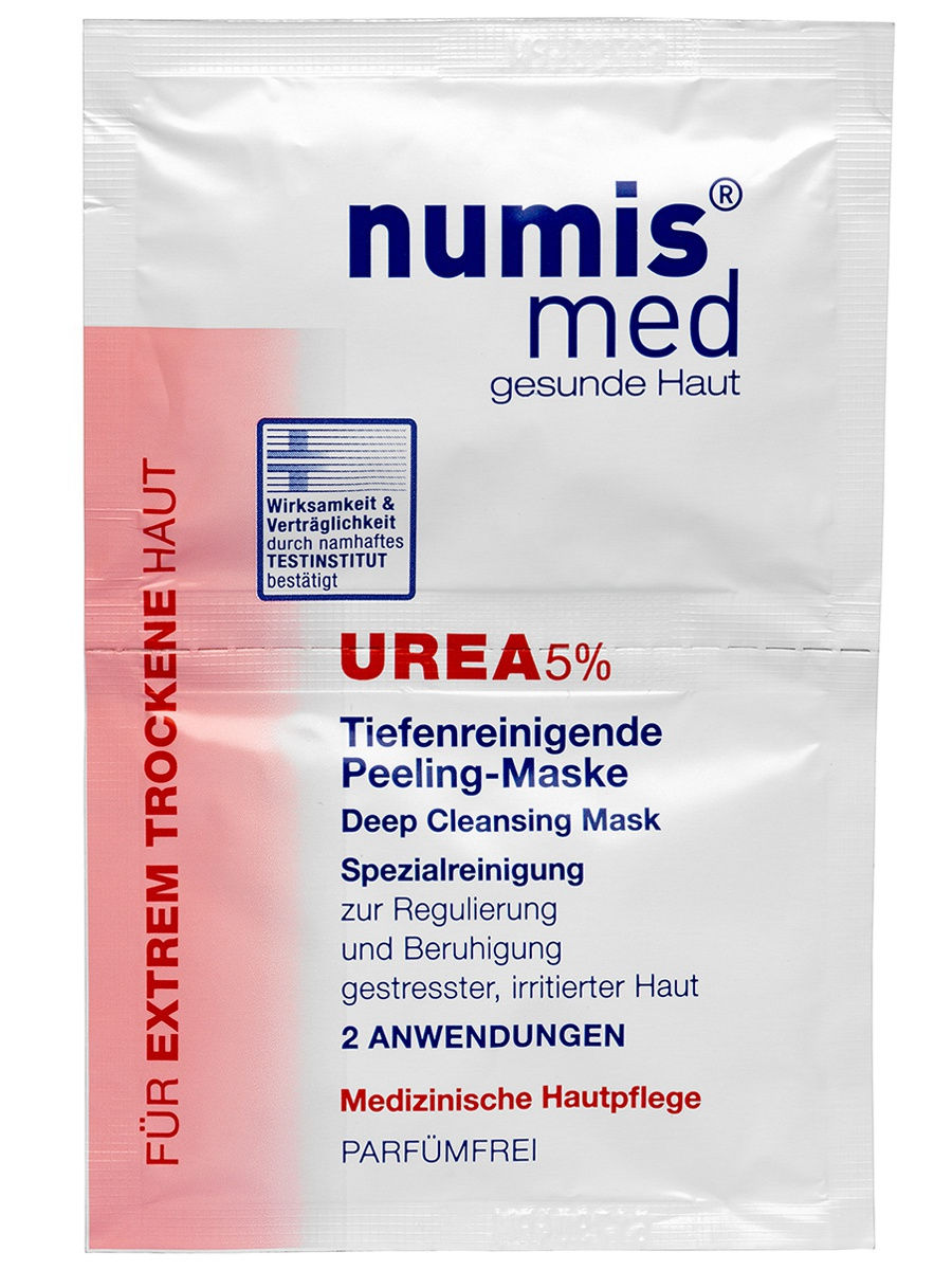 

Numis® med Глубоко очищающая маска для лица с 5 % мочевиной, двойное саше по 8 мл, С 5 % мочевиной