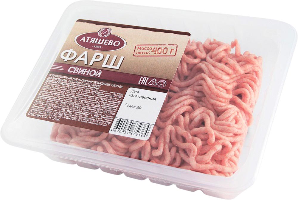 

Фарш свиной охл.фас.400г атяшево