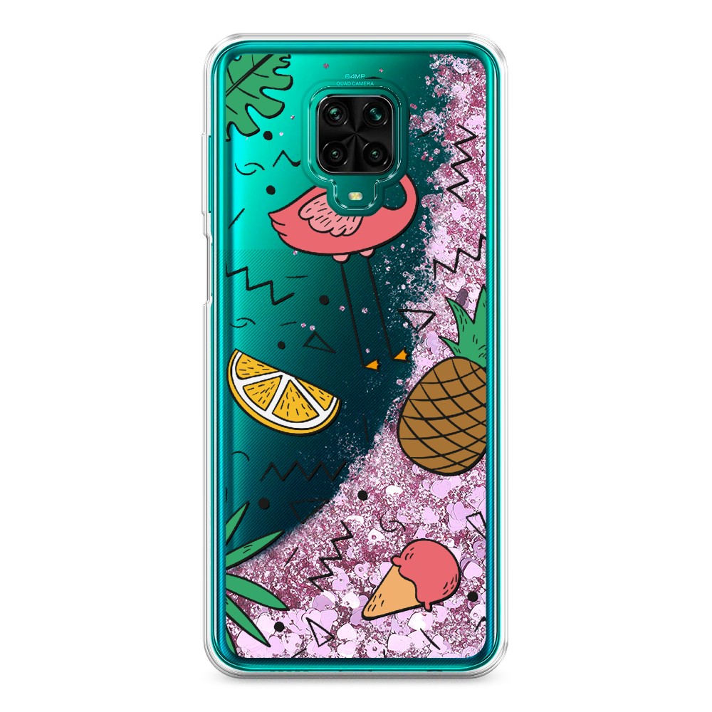 

Жидкий чехол с блестками "Гавайский фон" на Xiaomi Redmi Note 9 Pro, 38094-1