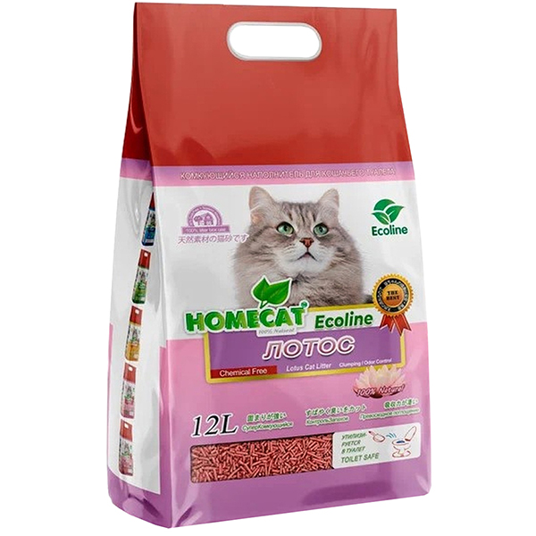 фото Homecat homecat эколайн лотос наполнитель комкующийся для туалета кошек (12 л х 4 шт)