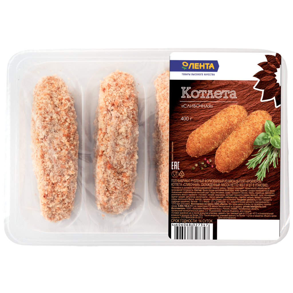 

Котлета в панировке куриная Лента охлажденная 400 г