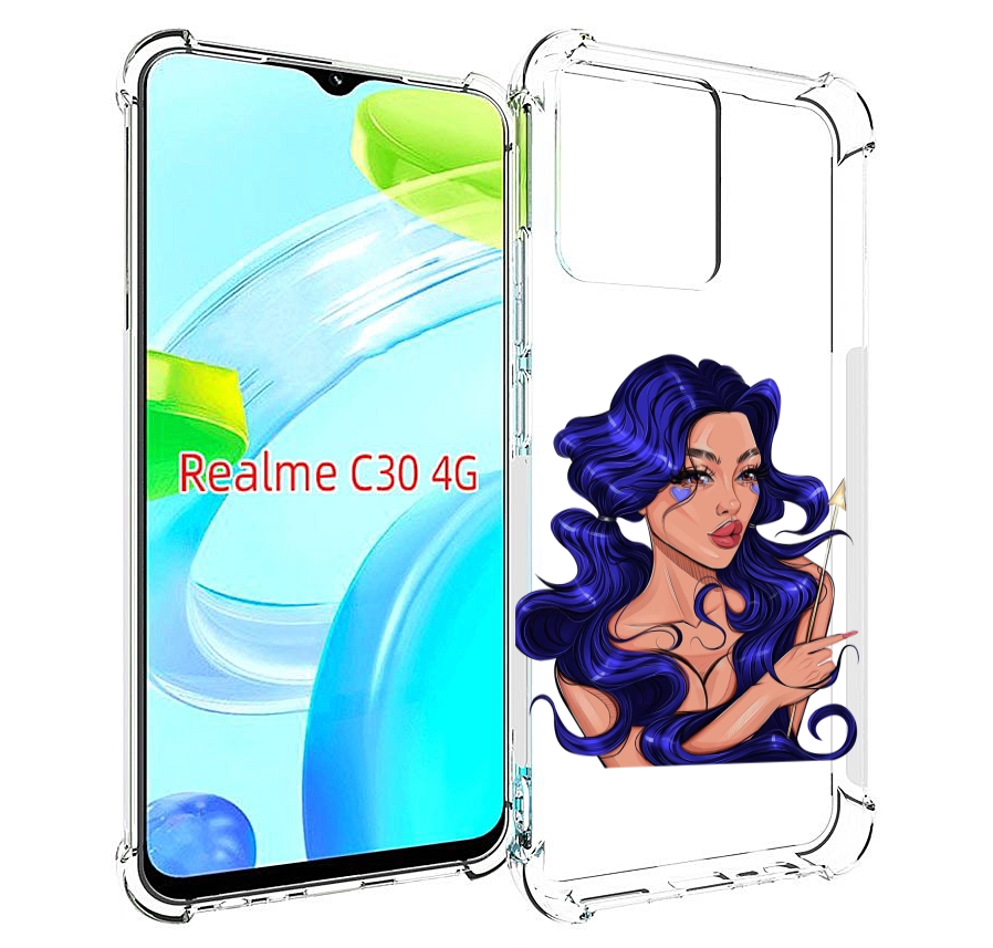 

Чехол MyPads красивая-девушка-с-синими-волосами женский для Realme C30 4G, Прозрачный, Tocco