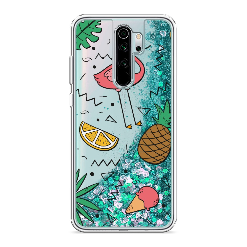 

Жидкий чехол с блестками "Гавайский фон" на Xiaomi Redmi Note 8 Pro, 36695-1