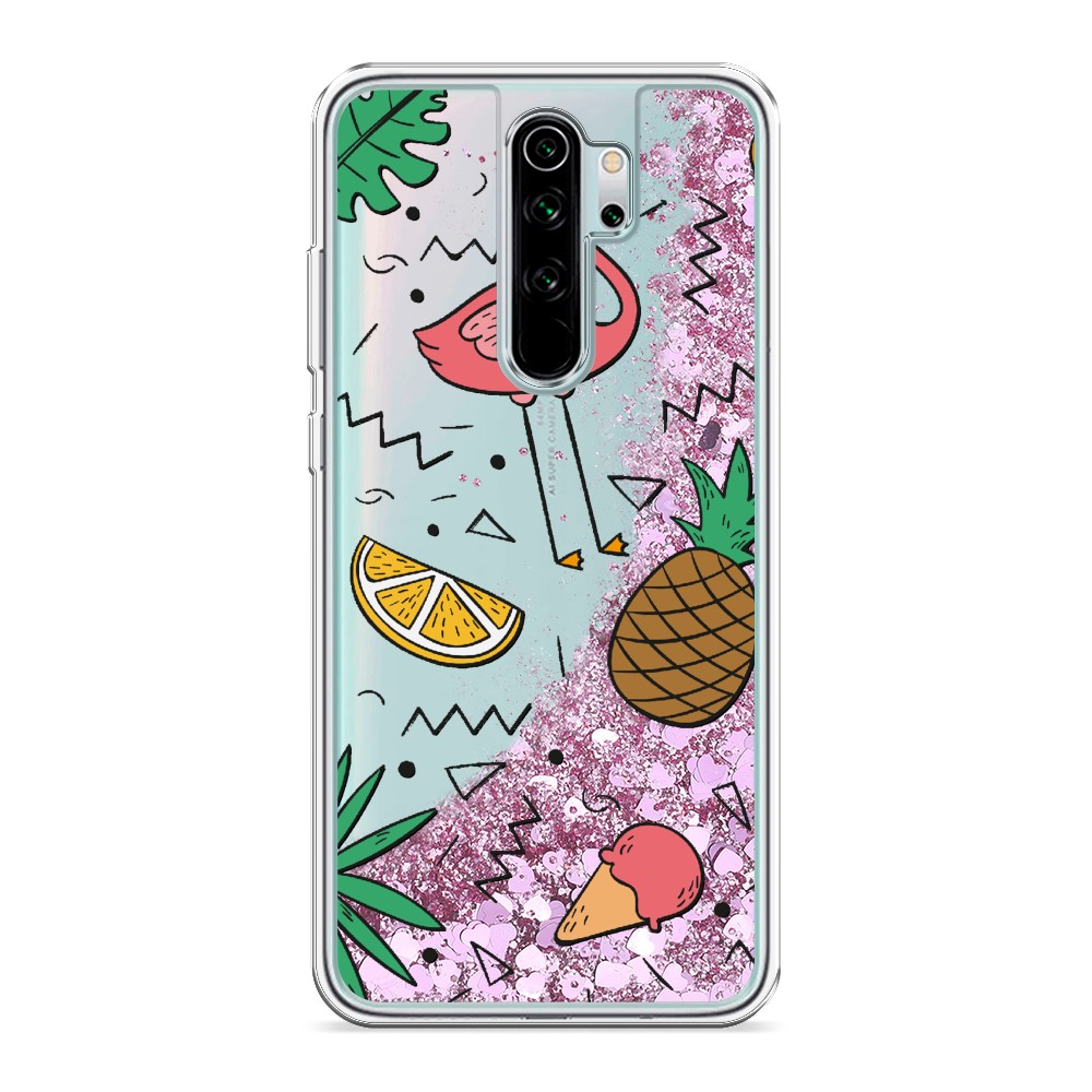 

Жидкий чехол с блестками "Гавайский фон" на Xiaomi Redmi Note 8 Pro