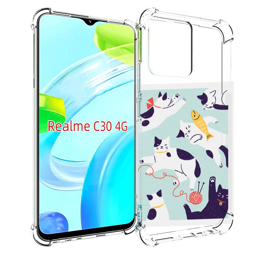 

Чехол MyPads коты-с-клубками для Realme C30 4G / Narzo 50i Prime, Прозрачный, Tocco